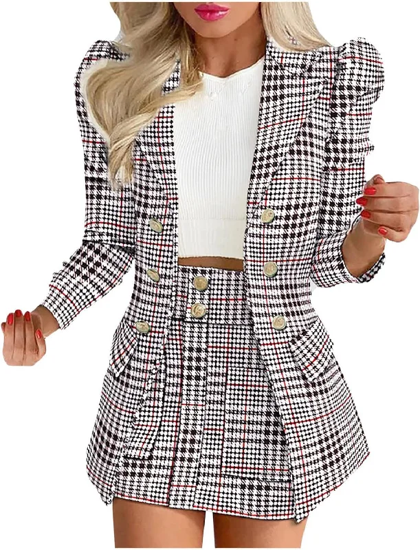Womens Two Piece Outfits Slim Fit Button Down Blazer Jacket and Short Skirt S 001660020 Lace Jacket Ribbed Jacket Sequined Jacket