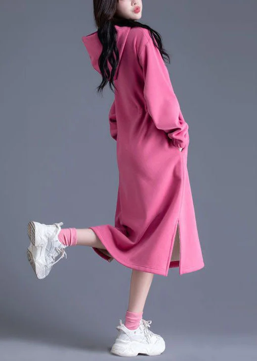 Beautiful Pink Hooded Cinched Side Open Warm Fleece Sweatshirts Dress Spring Hoodie with Ribbed Cuffs Snug Fit Comfort Beautiful Pink Hooded Cinched Side Open Warm Fleece Sweatshirts Dress Spring Hoodie with Ribbed Cuffs Snug Fit Comfort