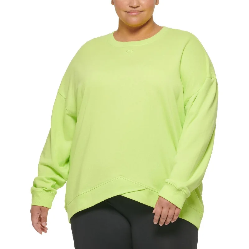 Calvin Klein Performance Womens Plus Terry Cozy Sweatshirt Hoodie with Batwing Sleeves Loose Dramatic Calvin Klein Performance Womens Plus Terry Cozy Sweatshirt Hoodie with Batwing Sleeves Loose Dramatic