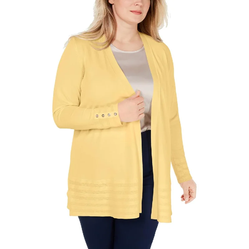 Charter Club Womens Plus Striped Open-Front Cardigan Sweater Silk Blend Satin Velvet Charter Club Womens Plus Striped Open-Front Cardigan Sweater Silk Blend Satin Velvet