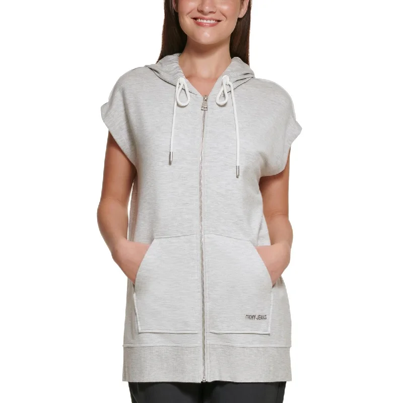 DKNY Jeans Womens Sweatshirt Comfy Zip Hoodie Hoodie with Hem Elastic Stretchable Comfortable DKNY Jeans Womens Sweatshirt Comfy Zip Hoodie Hoodie with Hem Elastic Stretchable Comfortable