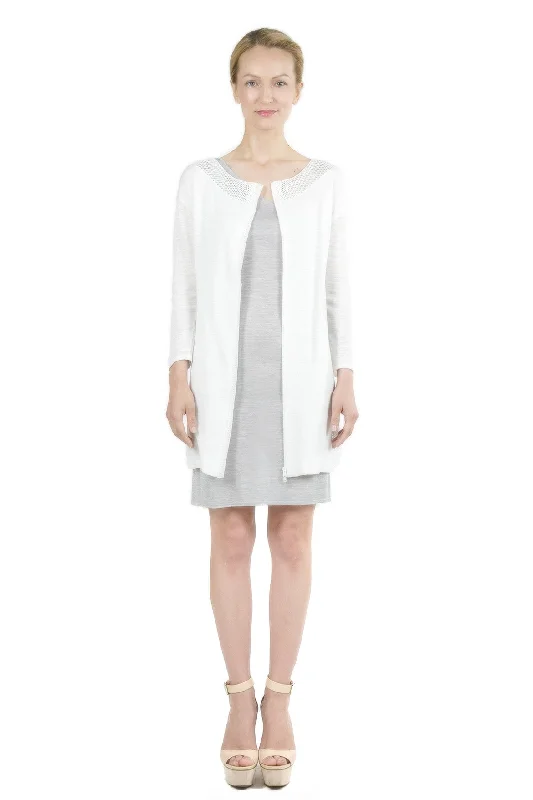 Dorris 3-Way Convertible White Cardigan Dress Hooded Caped Shawl Collar