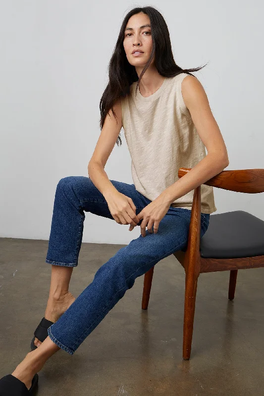 ELLEN VINTAGE SLUB TANK TOP high neck tank