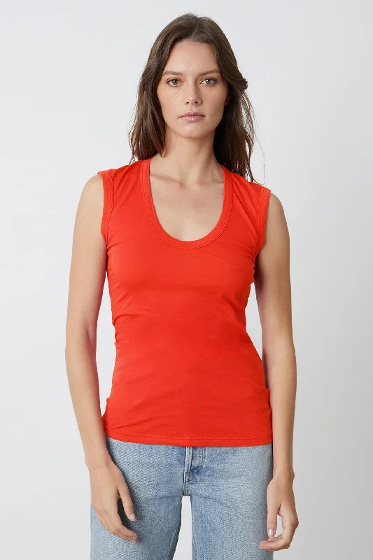 ESTINA GAUZY WHISPER FITTED TANK TOP floral tank top
