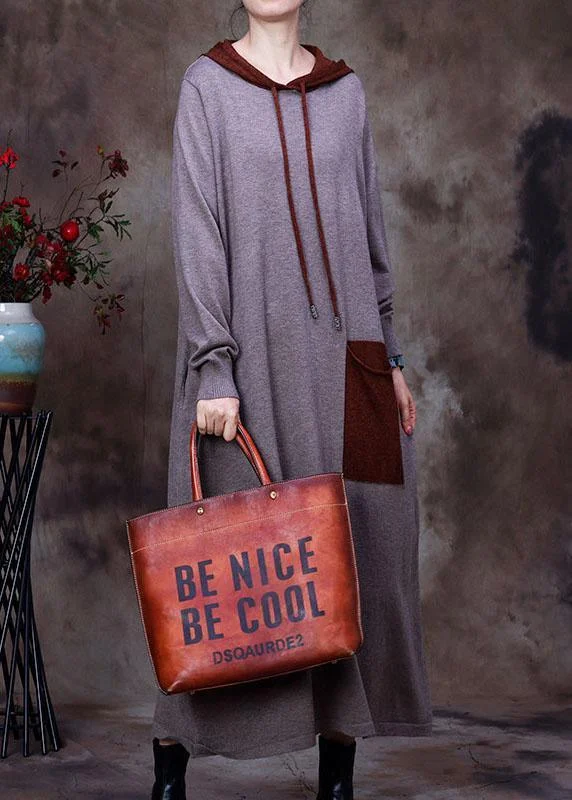 Grey Pockets Woolen Sweatshirts dress Hooded Winter Hoodie with Puffed Sleeves Voluminous Trendy Grey Pockets Woolen Sweatshirts dress Hooded Winter Hoodie with Puffed Sleeves Voluminous Trendy