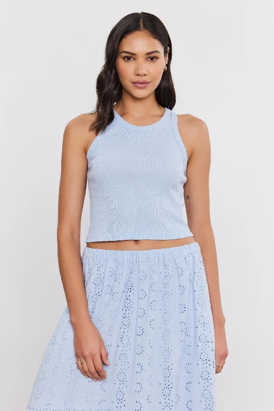 HARLA RIBBED CROPPED TANK TOP cutout tank top