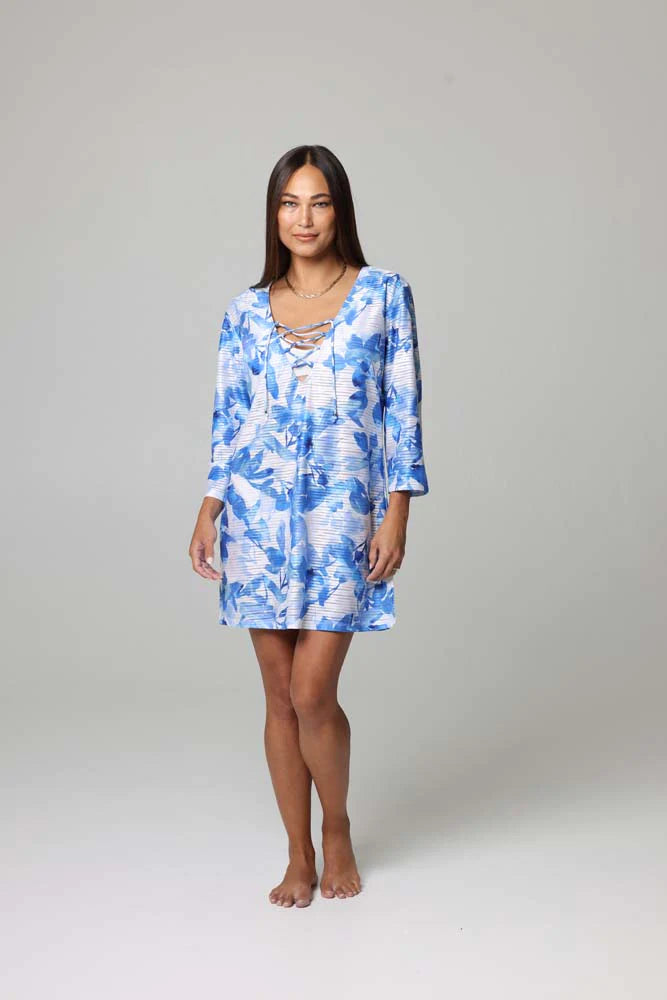J Valdi Blue Bell Sleeveless Full Zip Hoodie Coverup - Blue Multi/White Hoodie with Belted Waist Structured Tailored J Valdi Blue Bell Sleeveless Full Zip Hoodie Coverup - Blue Multi/White Hoodie with Belted Waist Structured Tailored