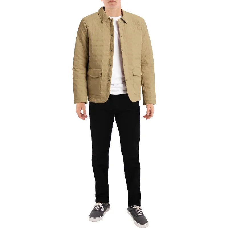 Kenneth Cole Mens Quilted Insulated Sportcoat Draped Collar Cardigan