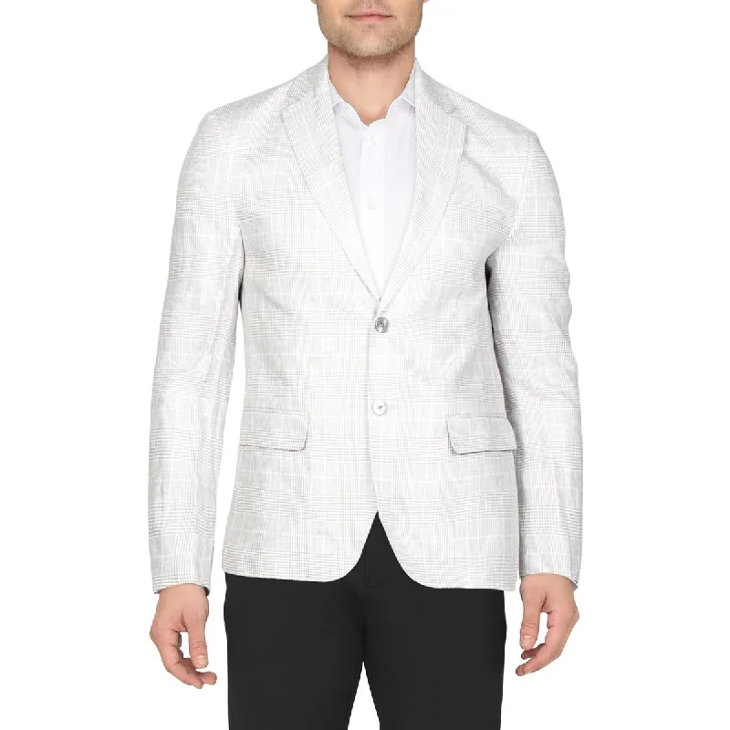 Lauren Ralph Lauren Mens Lassiter Linen Plaid Sportcoat Structured Wool Blazer