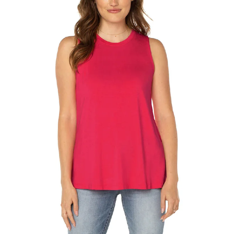 Liverpool Sleeveless Scoop Neck Tank Top - Pink Punch scoop neck tank
