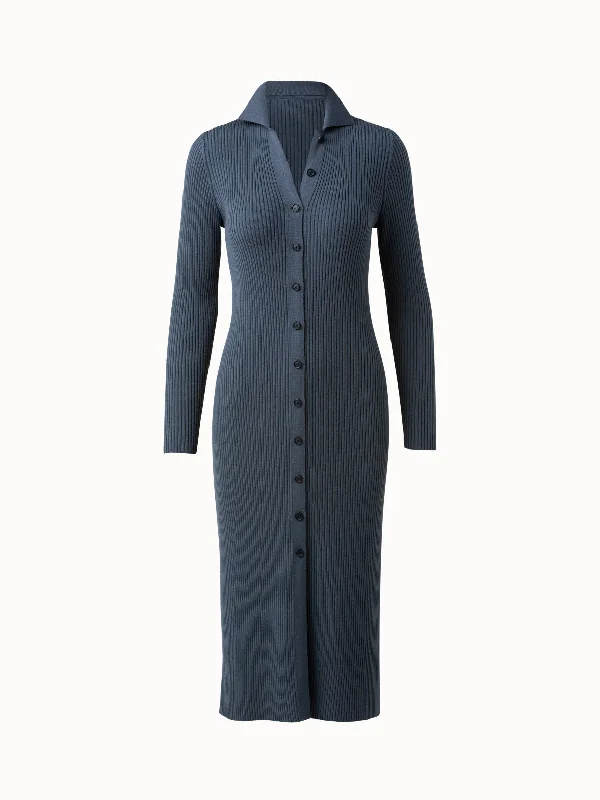 Long Wool Rib Knit Cardigan Chenille Blend Fleece Blend Nylon Blend