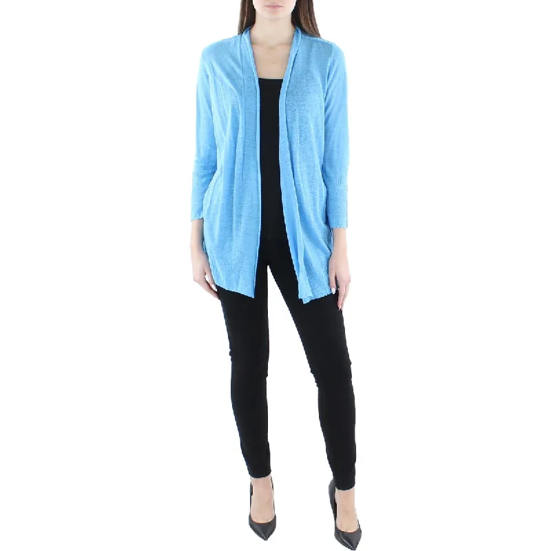 Nic + Zoe Womens Linen Open Front Cardigan Sweater Spandex Rayon Corduroy