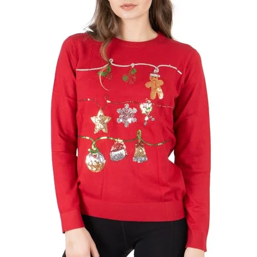 NOROZE Women's Christmas Tops Sweatshirts Sequin Jingle Bells HoHoHo Pug Mrs Claus Xmas Jumper Hoodie with Distressed Vintage Worn NOROZE Women's Christmas Tops Sweatshirts Sequin Jingle Bells HoHoHo Pug Mrs Claus Xmas Jumper Hoodie with Distressed Vintage Worn