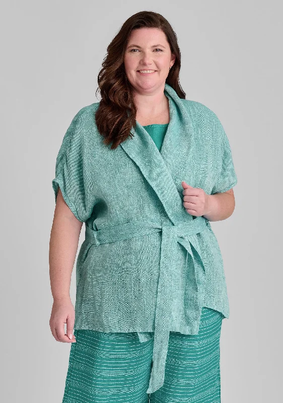 Obscure Wrap - Linen Cardigan Zippered Front Buttoned Front Snap Front