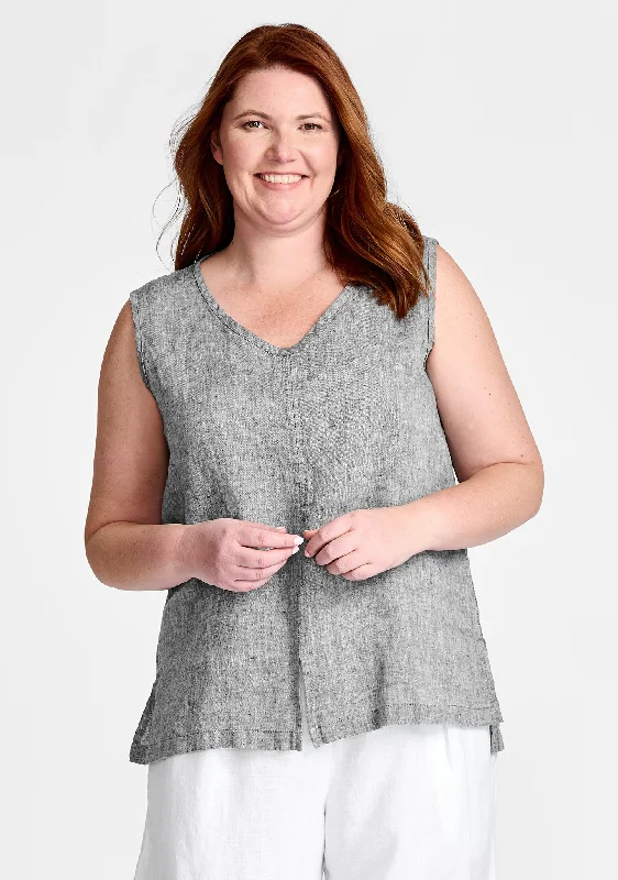 Open Tank - Linen Tank Top - FINAL SALE navy tank top