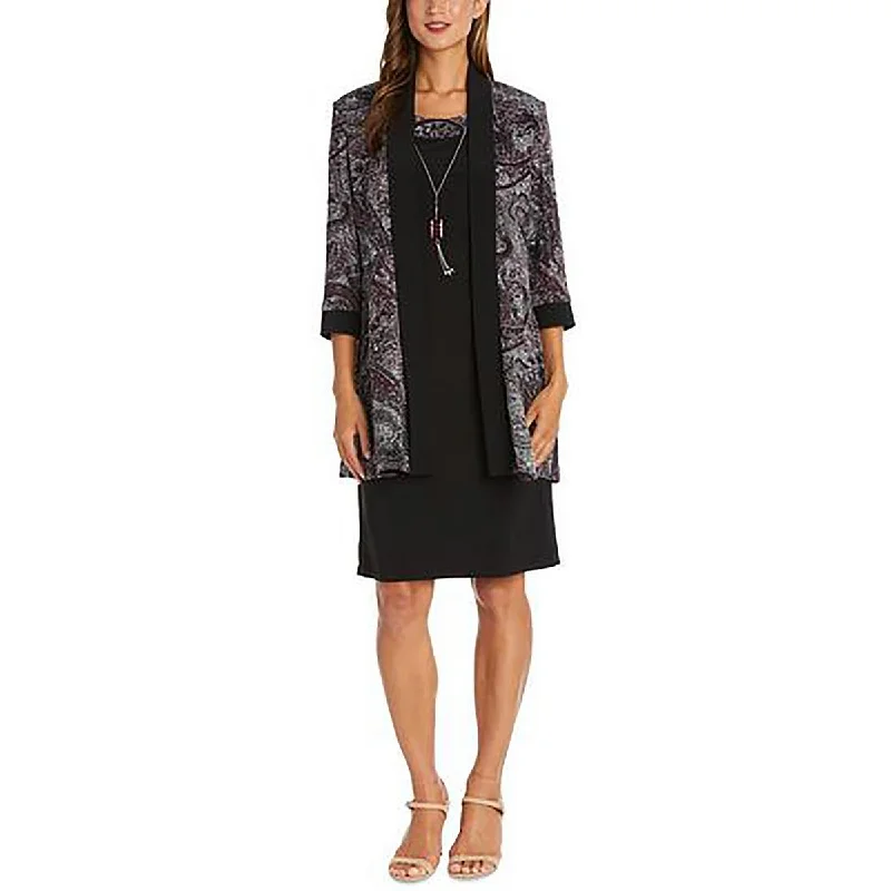 R&M Richards Womens Petites Cardigan 3/4 Sleeve Open-Front Blazer Soft Cozy Warm