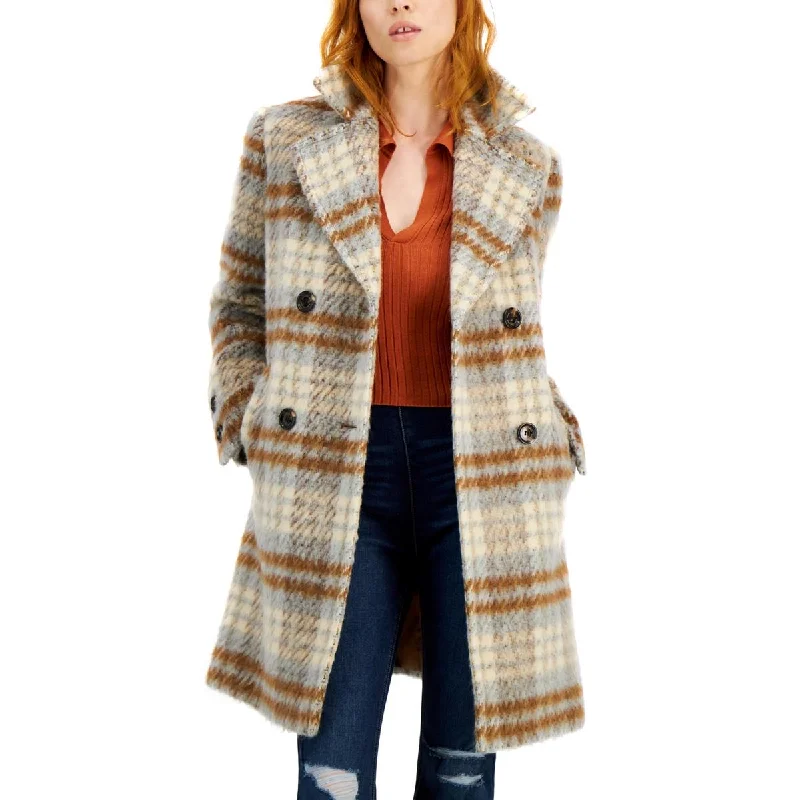 Sam Edelman Womens Wool Blend Long Long Coat Military-Inspired Jacket