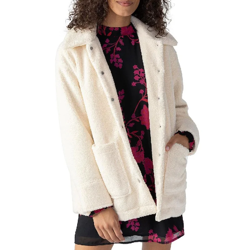Sanctuary Womens Faux Sherpa Cold Weather Teddy Coat Long Hooded Anorak