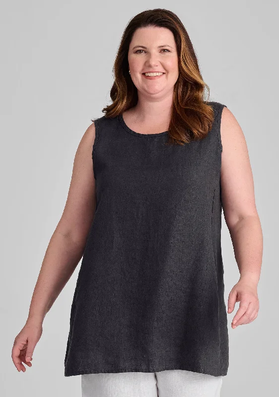Side Pocket Tunic - Linen Tank Top baby blue tank