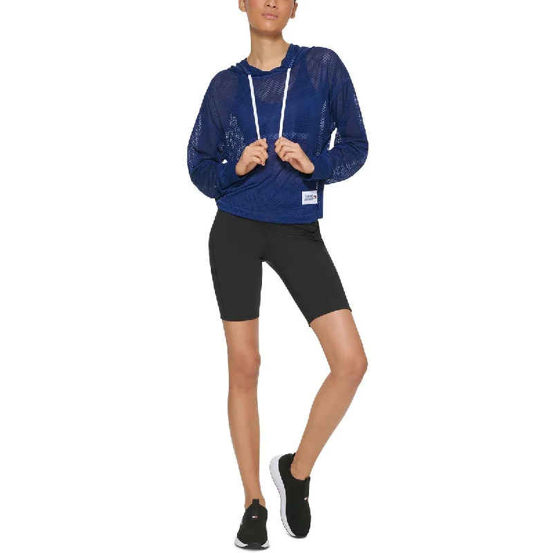 Tommy Hilfiger Sport Womens Sweatshirt Activewear Hoodie Hoodie with Hem Applique Textured Unique Tommy Hilfiger Sport Womens Sweatshirt Activewear Hoodie Hoodie with Hem Applique Textured Unique