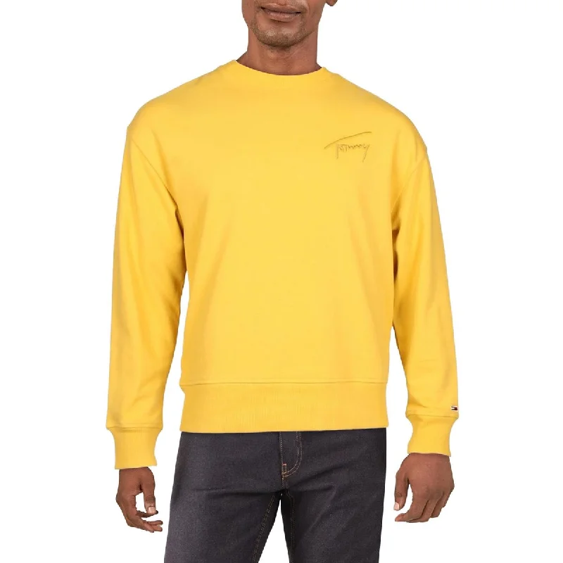 Tommy Jeans Mens Crewneck Pullover Sweatshirt Hoodie with Rolled Sleeves Casual Relaxed Tommy Jeans Mens Crewneck Pullover Sweatshirt Hoodie with Rolled Sleeves Casual Relaxed