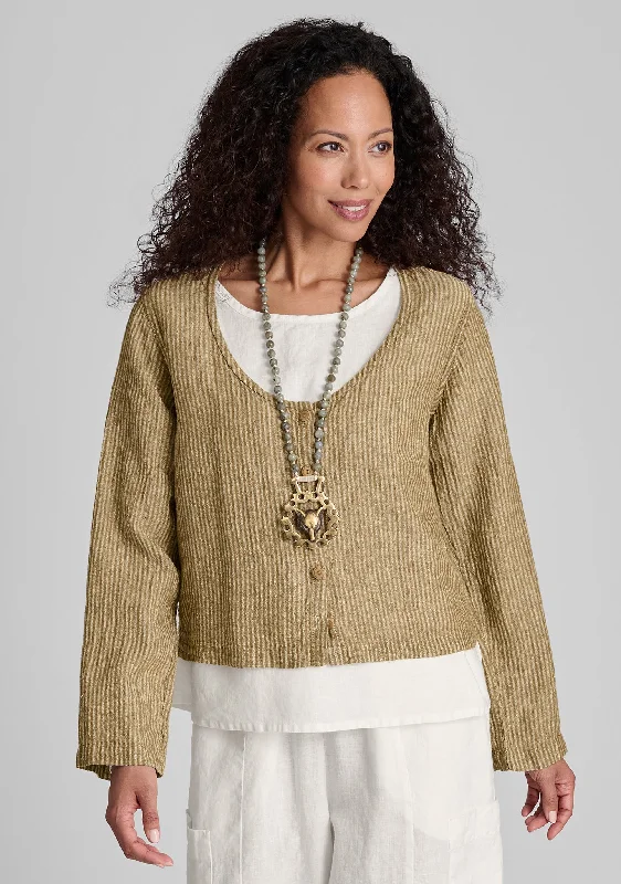 Vee Cardi - Linen Cardigan Tailored Straight A-Line