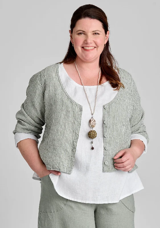 Vee Cardi - Linen Cardigan Boat Neck Shawl Collar Notched Collar