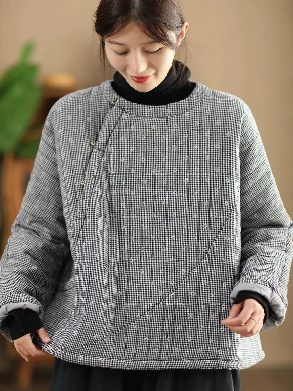 Women Autumn Vintage Linen O-Neck Padded Coat Ultra-Soft Sherpa Vest