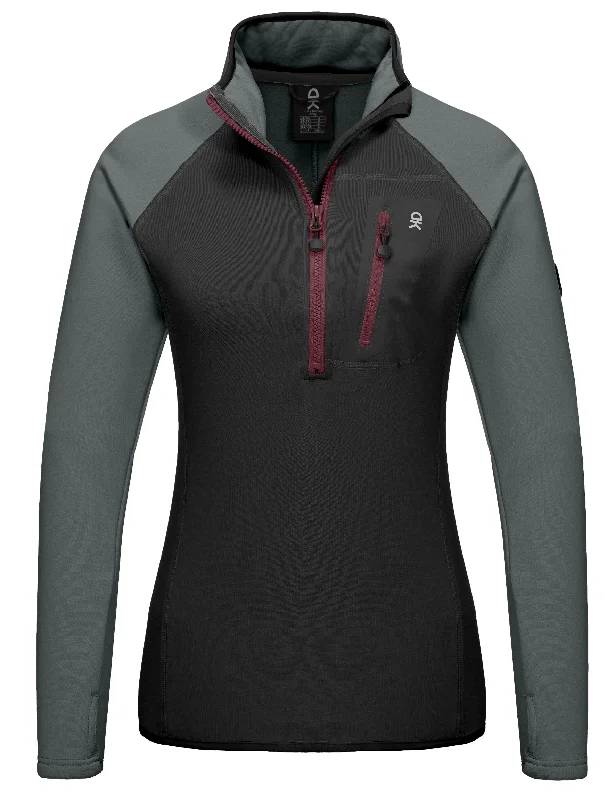 Women's Half Zip Fleece Pullover Jacket Stretch Thumbholes Long Sleeve Sweatshirt Hoodie with Metallic Shiny Futuristic Women's Half Zip Fleece Pullover Jacket Stretch Thumbholes Long Sleeve Sweatshirt Hoodie with Metallic Shiny Futuristic