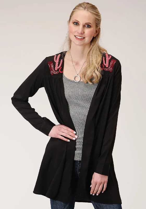 WOMENS  POLY CREPE LONG SLEEVE  CARDIGAN Iron Safe Non-Iron Wrinkle Free