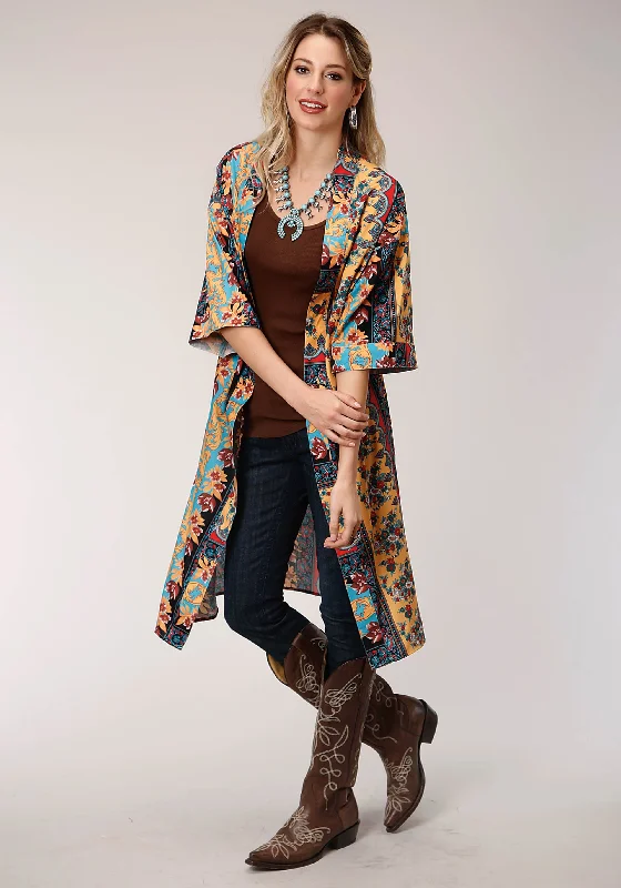 WOMENS  PRINT POLY CREPE KIMONO CARDIGAN Stylish Fashionable Trendy