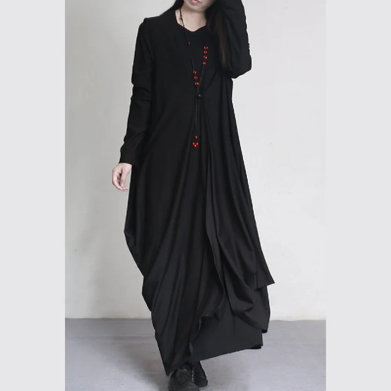 2017 fall winter elegant black trench coat one breast draping slim coats Flowy Lightweight Kimono 2017 fall winter elegant black trench coat one breast draping slim coats Flowy Lightweight Kimono