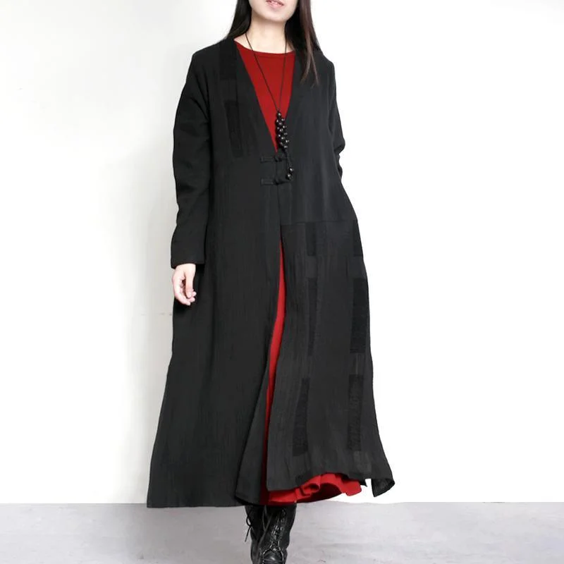 2017 vintage black casual linen coat oversize winter cozy Chinese Button maxi trench coats Warmth-Enhanced Parka 2017 vintage black casual linen coat oversize winter cozy Chinese Button maxi trench coats Warmth-Enhanced Parka