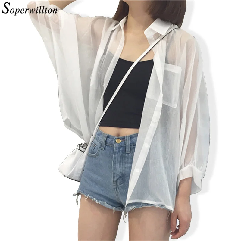 Women's Summer Transparent Kimono Cardigan Fleece Cardigan Nylon Polyester