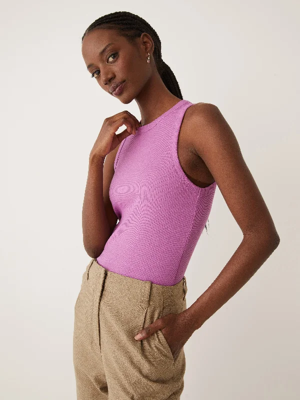 The Ribbed Racer Tank Top in Mulberry lemon yellow tank