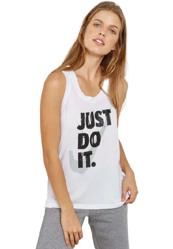 3 x Nike Womens White 'Just Do It' Tank Top Comfy Active bold tank top