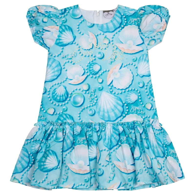A DEE - Ophilia Ocean Pearl Print Dress -Aruba Blue
