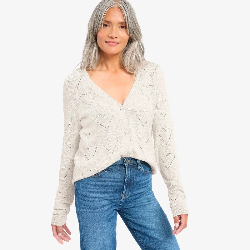 Alamo Cardigan (Oat Heather) Real Fur Shearling Chenille
