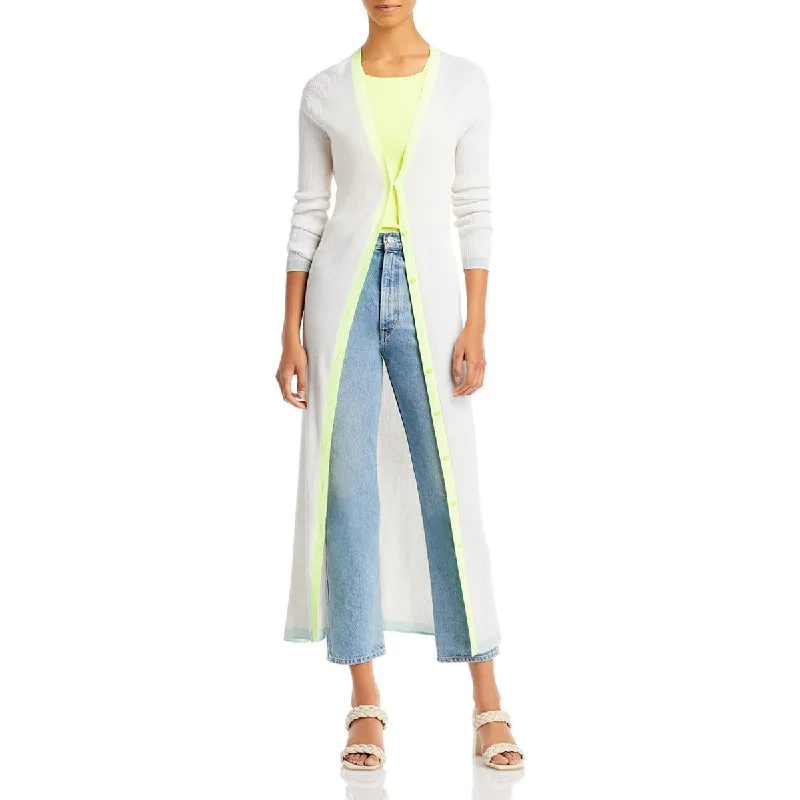 Alice and Olivia Womens Aria Button Front Long Cardigan Top Collared Crew Neck Turtle Neck Alice and Olivia Womens Aria Button Front Long Cardigan Top Collared Crew Neck Turtle Neck