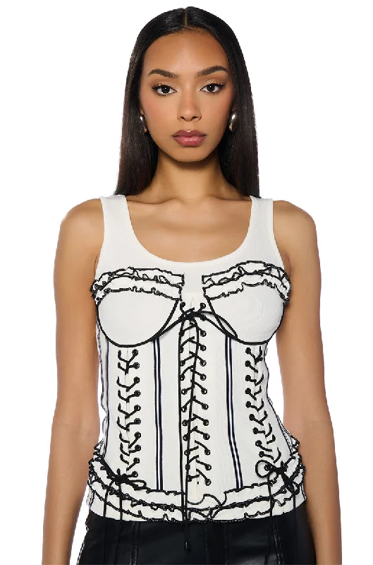 ALYSHIA TIE UP CORSET INSPIRED TANK TOP bold tank top