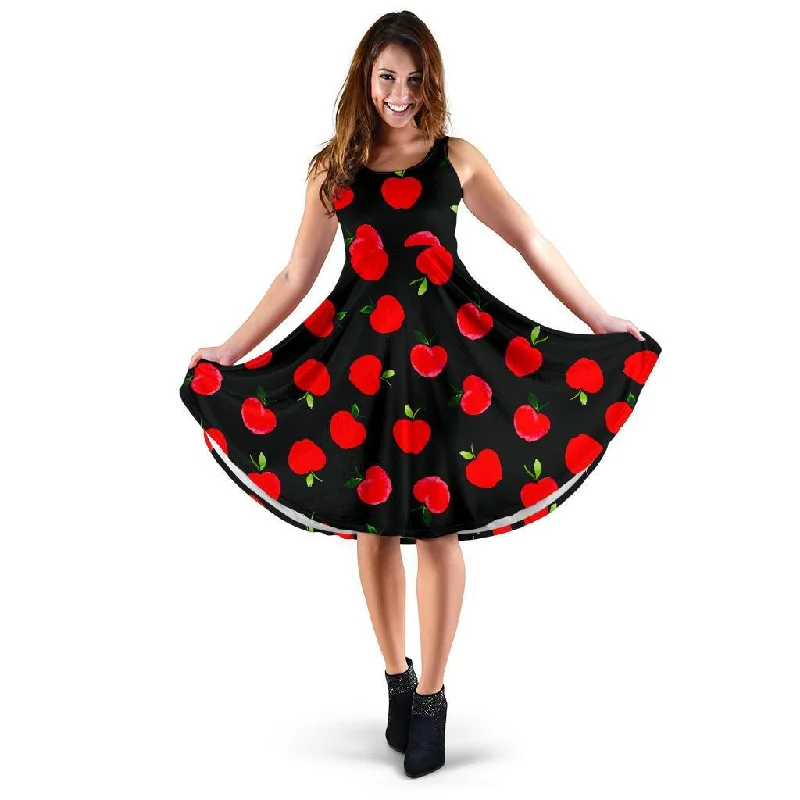 Apple Red Pattern Print Dress