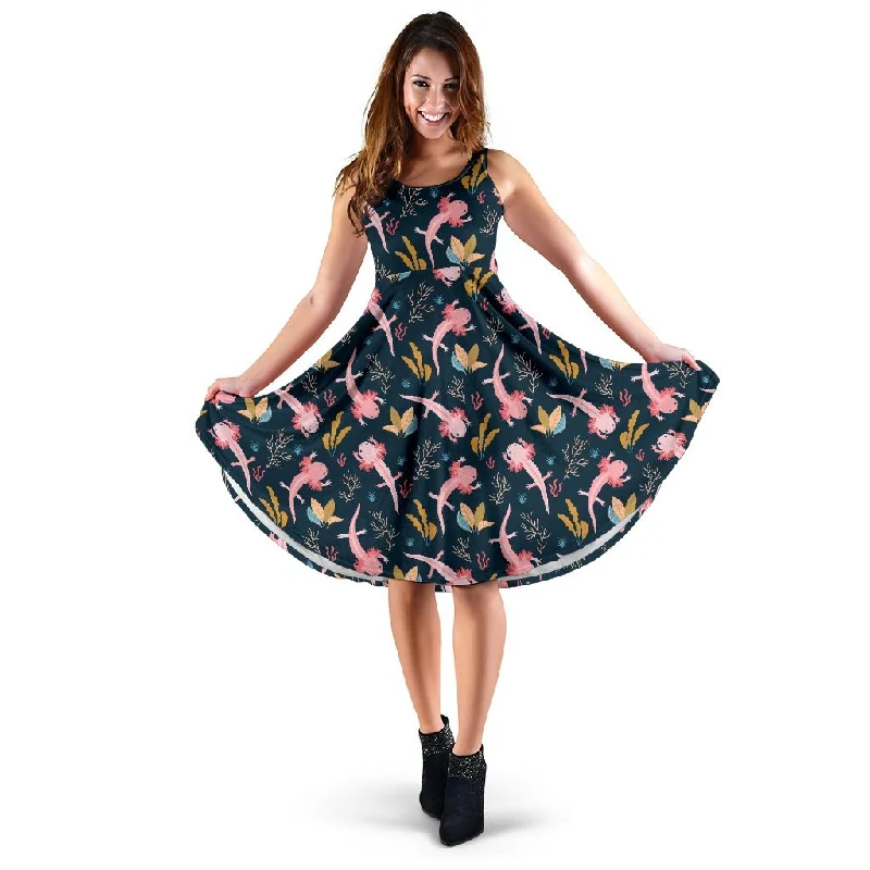 Axolotl Black Pattern Print Dress