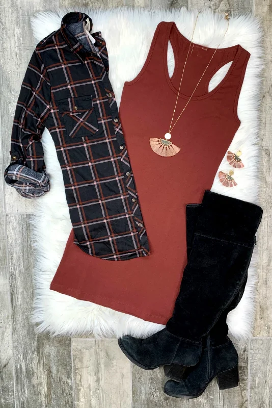 Basic Tank Dress - Rust