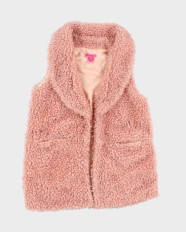 Betsey Johnson Pink Sleeveless Teddy Coat - M/L Classic Riding Jacket