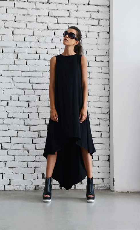 Long Asymmetric Black Dress