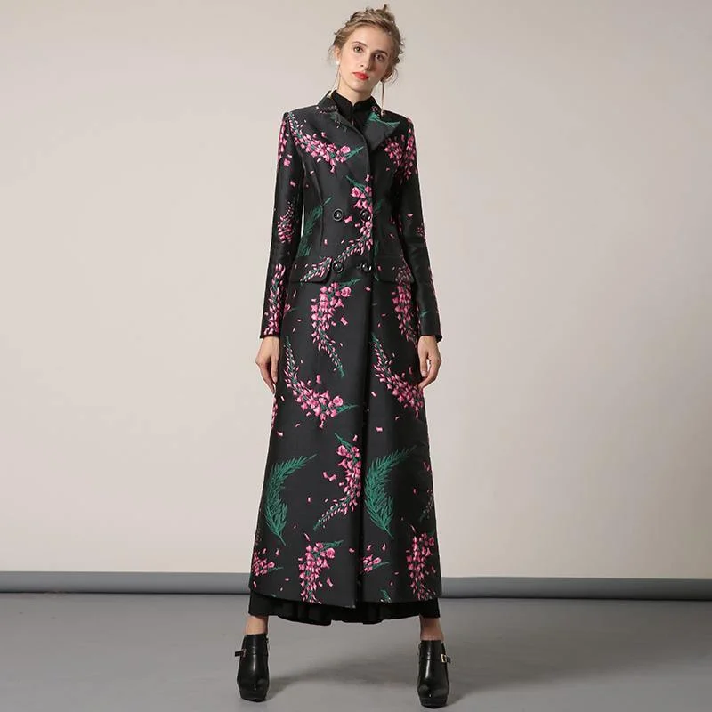 black autumn winter new cotton blended trench coats slim fit elegant women maxi coat Functional Travel Jacket black autumn winter new cotton blended trench coats slim fit elegant women maxi coat Functional Travel Jacket