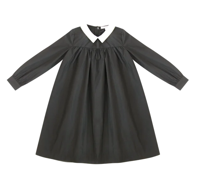 Black Collar Taffeta Dress