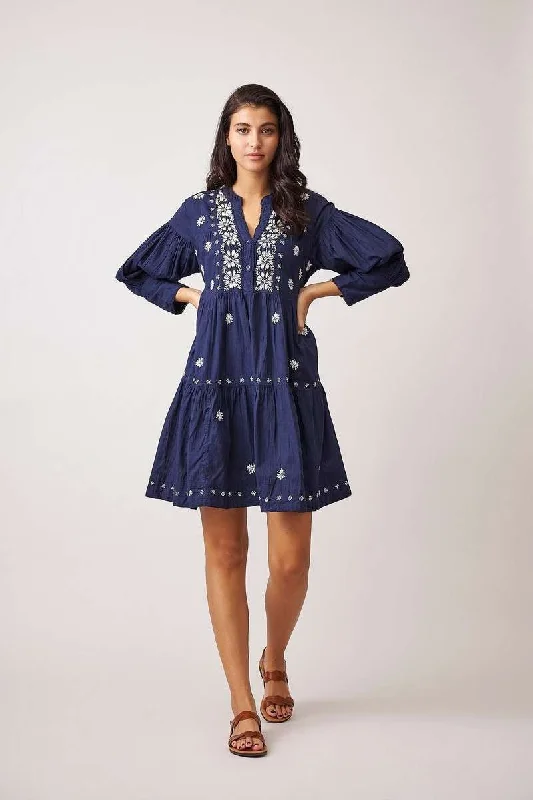 Buta Dress - Navy / Ivory