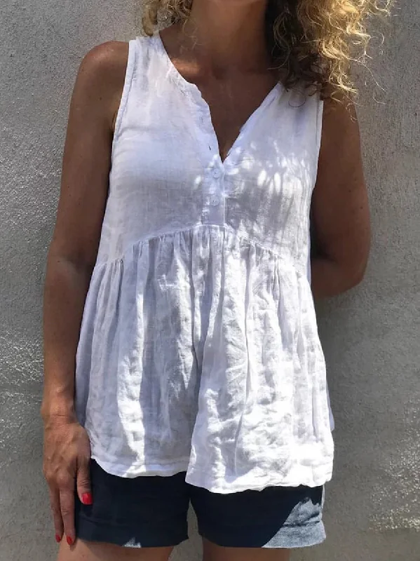 Buttoned Down Sleeveless Tank Top one shoulder tank
