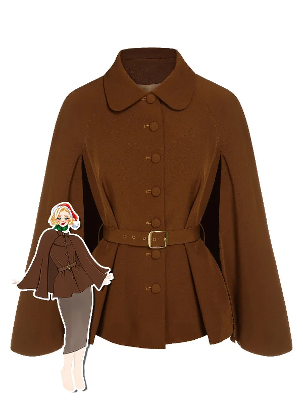 [Pre-Sale] Camel Color 1940s Lapel Cape Coat Chic Winter Coat